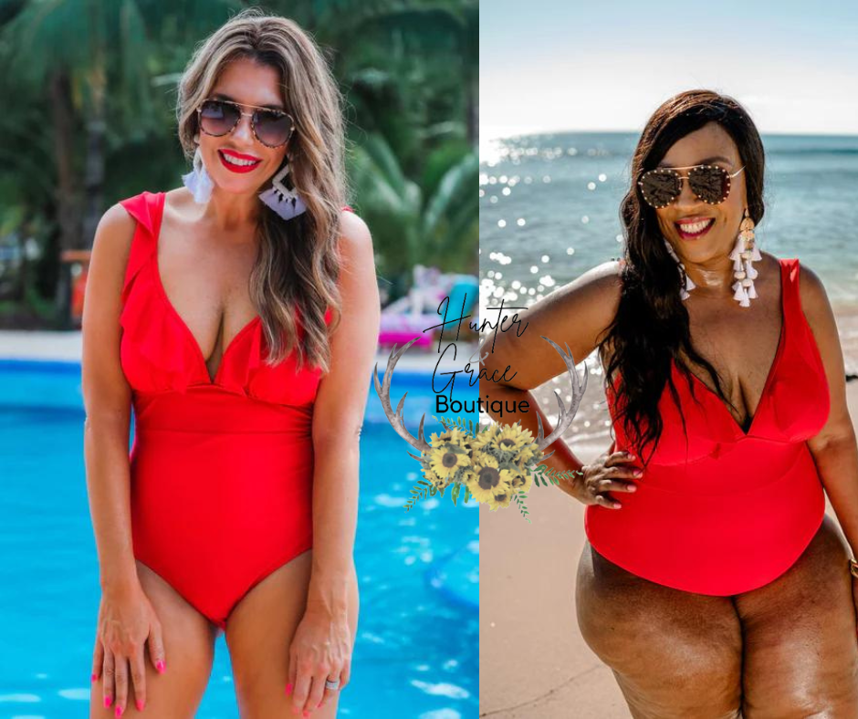 Red Hot Ruffle One Piece Swimsuit