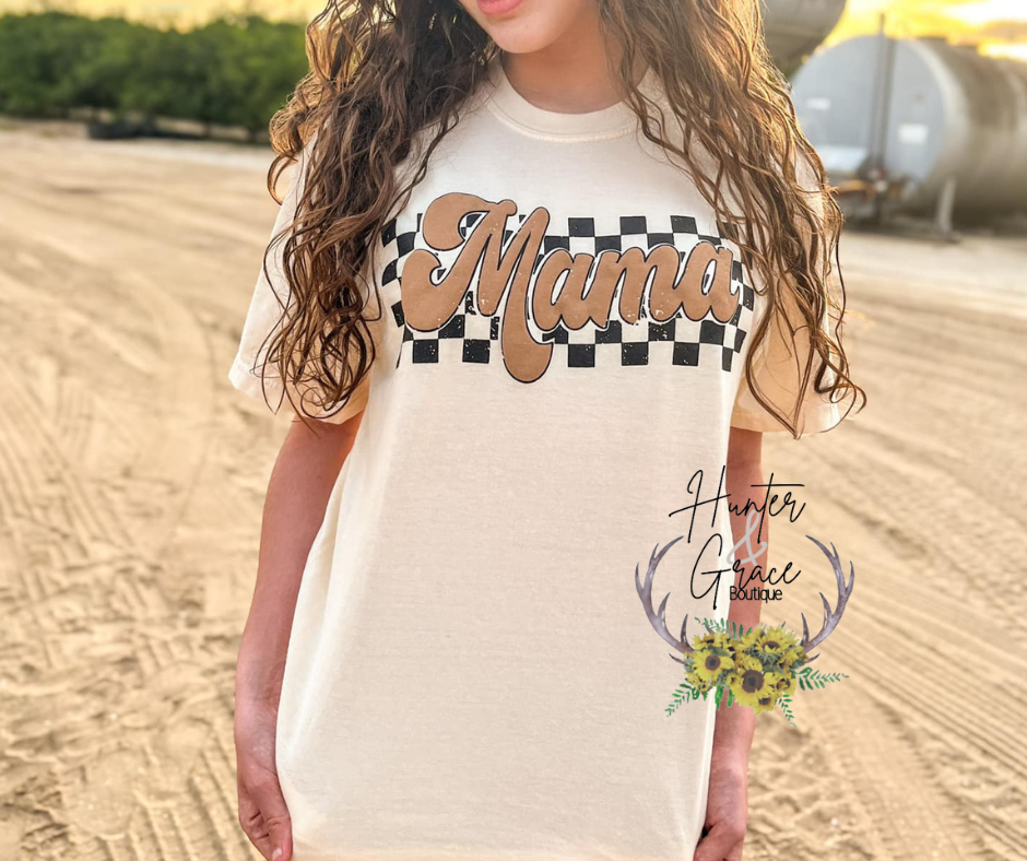 Checkered Mama PUFF Tees