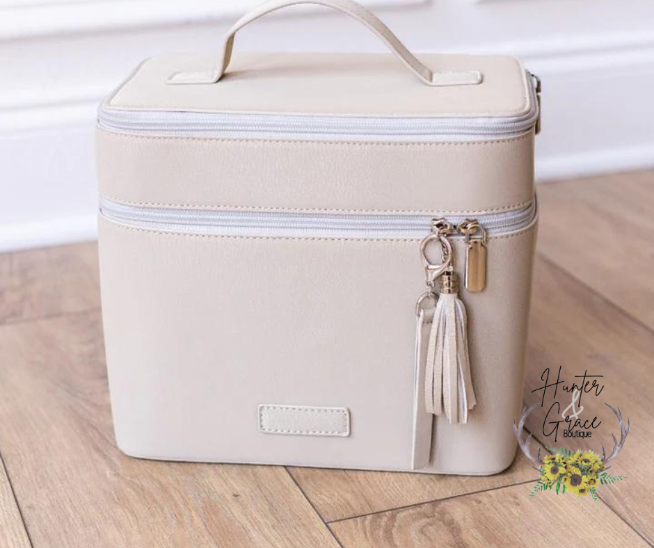 Beige Leather Duo Vanity Case
