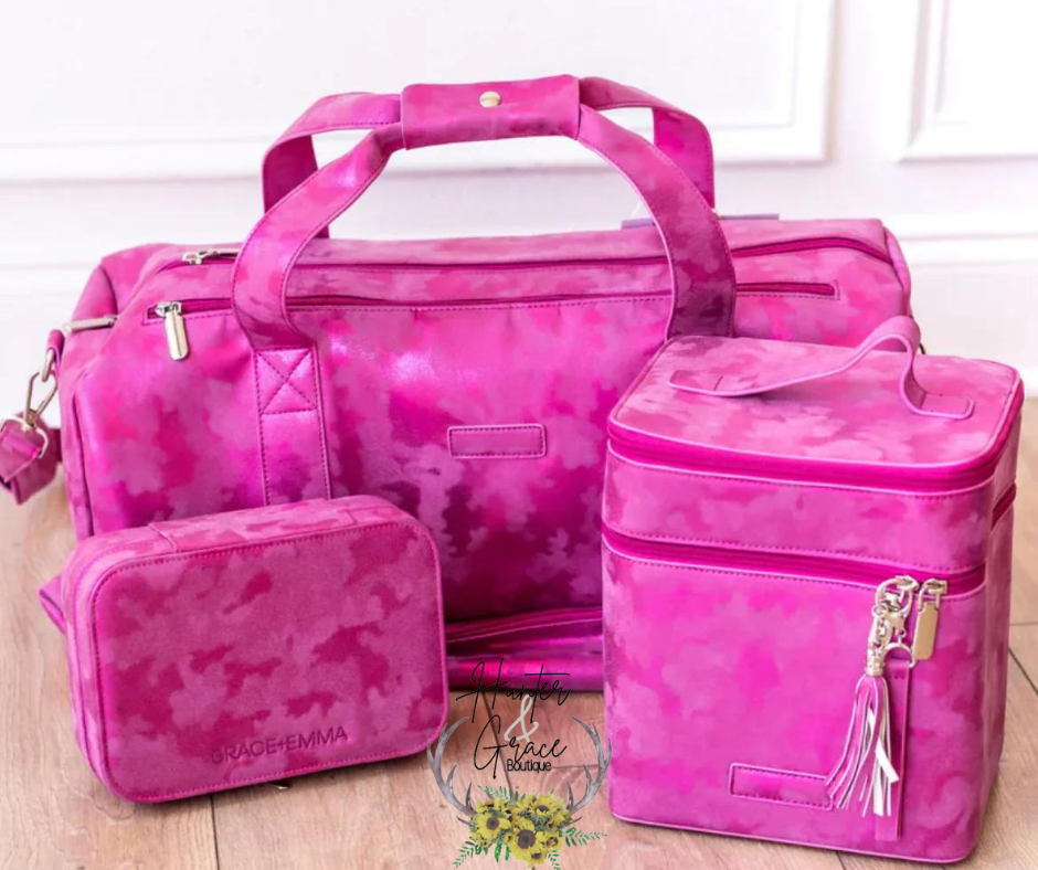 Hot Pink Leather Duo Vanity Case