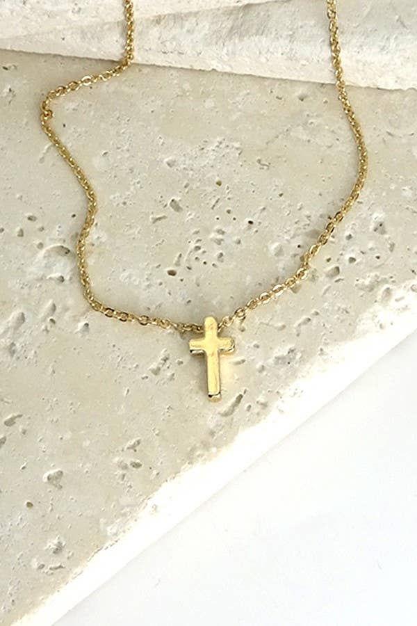 Classic Mini Cross Necklace- Gold