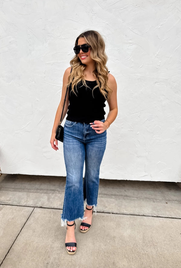 Tara Knit Tank- BLACK