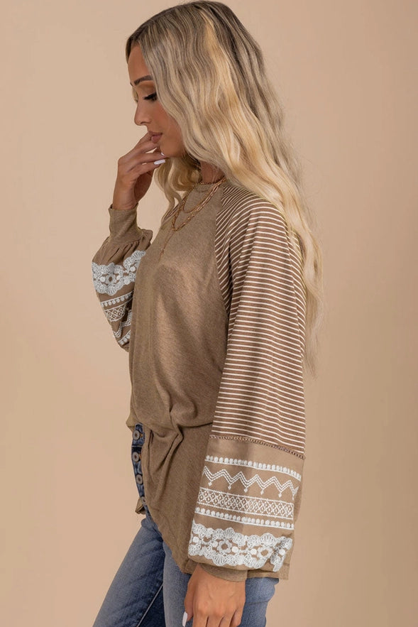Floral Drift French Beige Pullover