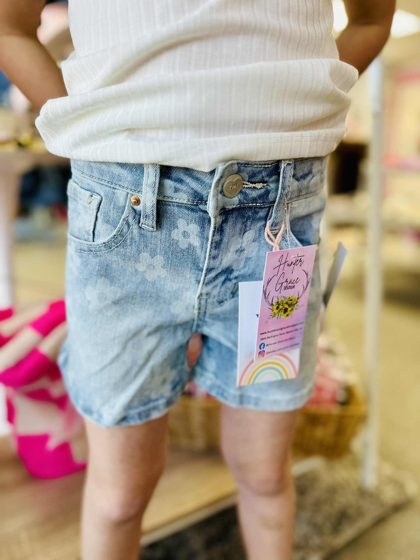 Girls' Floral Print Clean Hem Shorts
