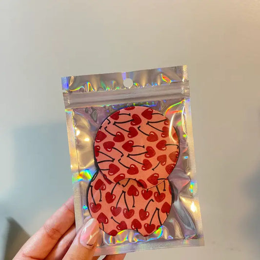 Heart Cherry Car Coaster Set