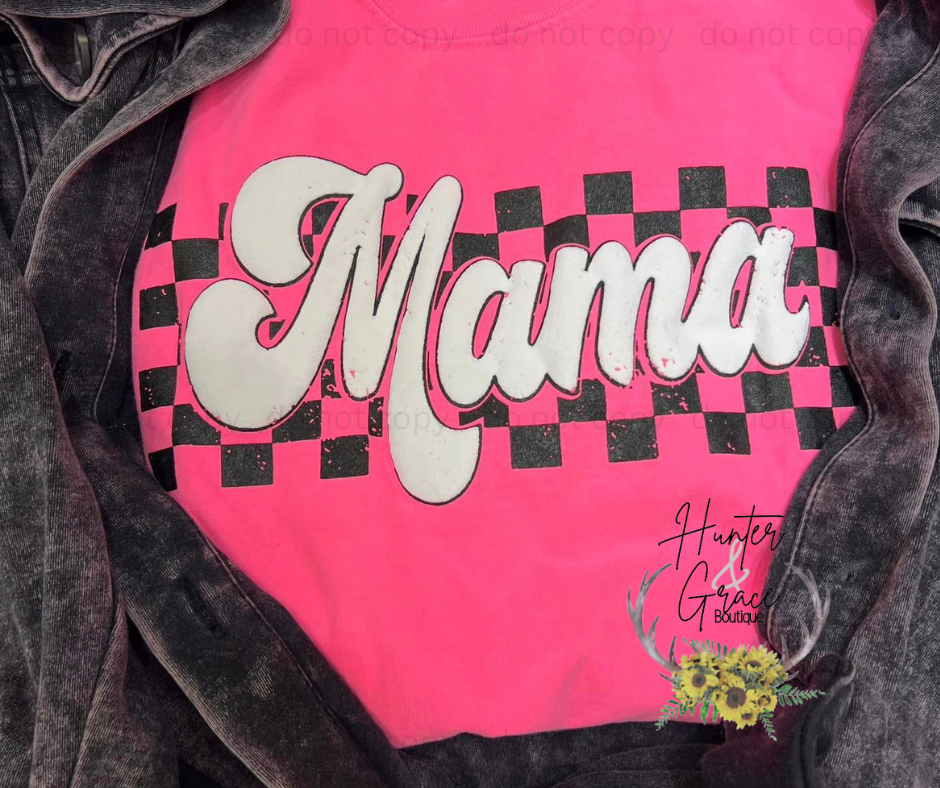 Checkered Mama PUFF Tees