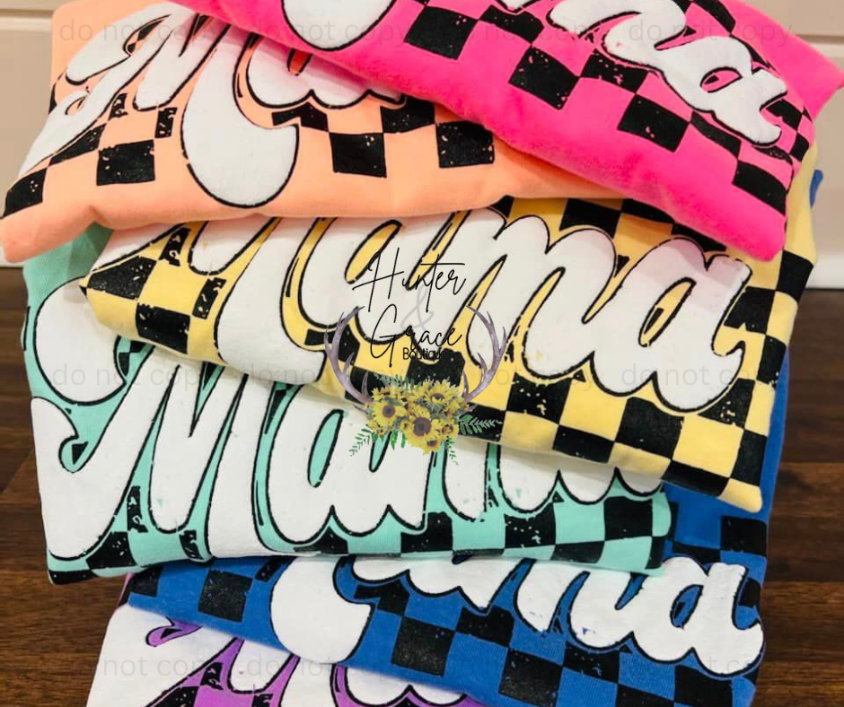 Checkered Mama PUFF Tees