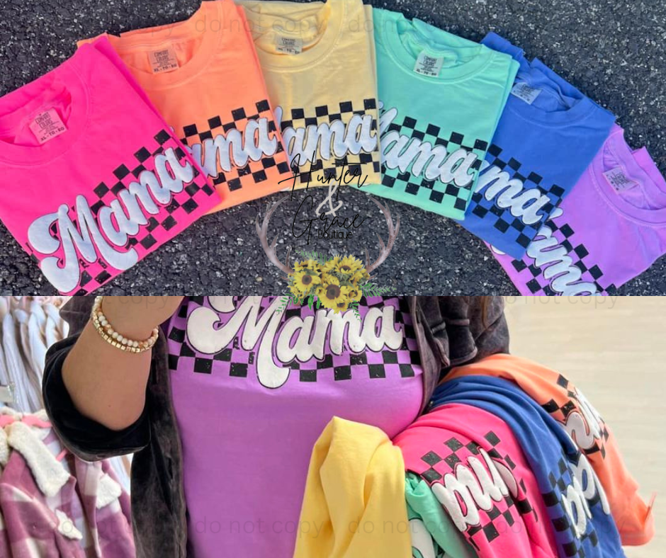 Checkered Mama PUFF Tees