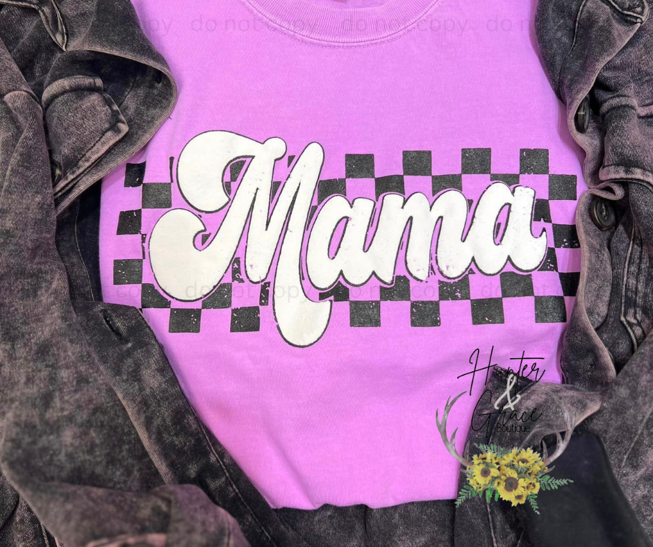 Checkered Mama PUFF Tees