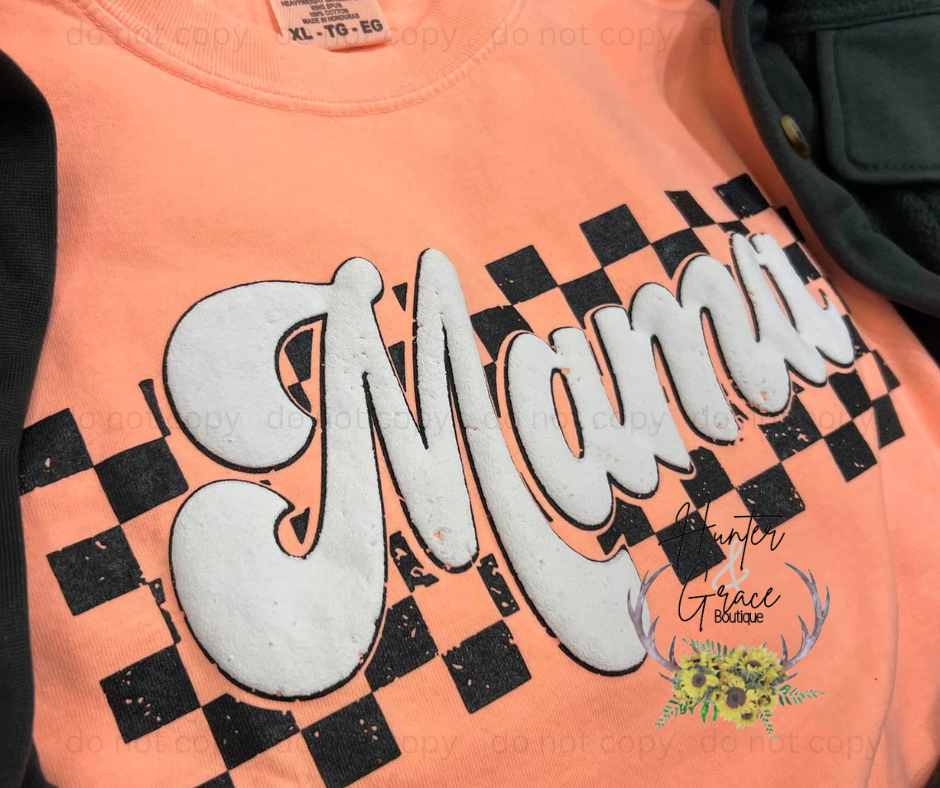 Checkered Mama PUFF Tees