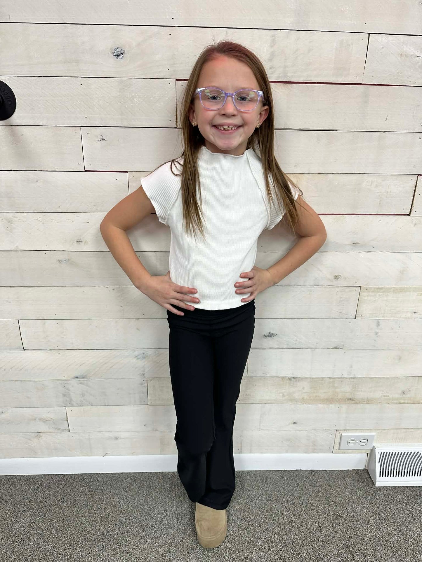 Girls Rib Everyday High Rise Flare Pants