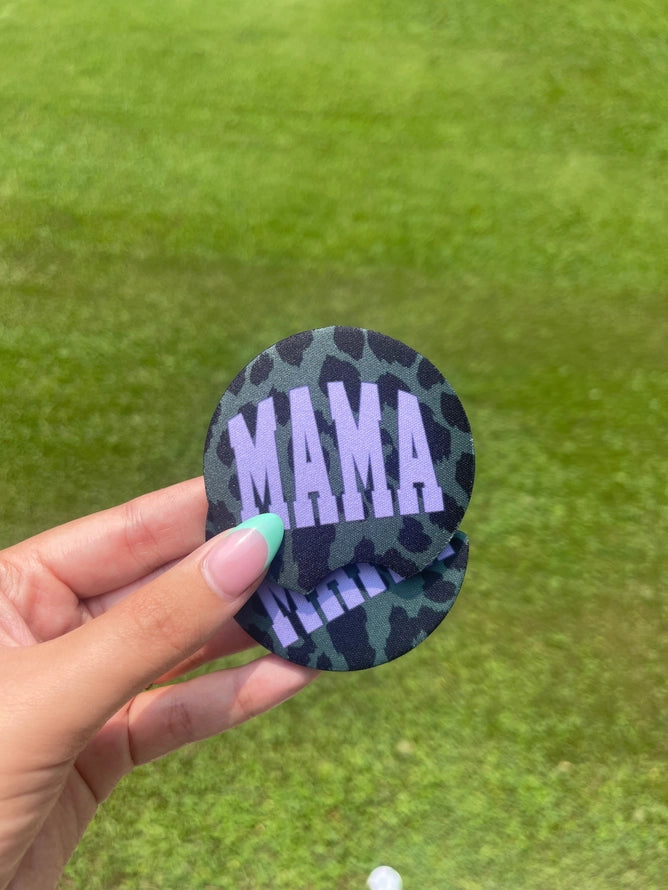 Mama Varsity Leopard Car Coaster Set