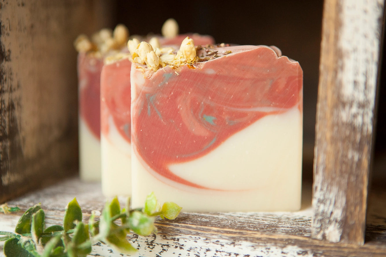 Peony & Amberwood Artisan Bar Soap, Luxury Shea Butter Soap
