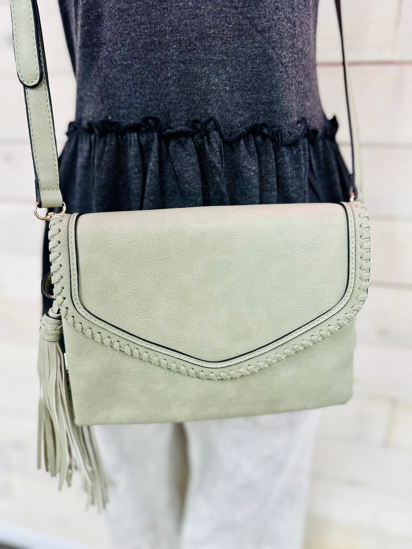 The Sloane Flap over Crossbody- Sage