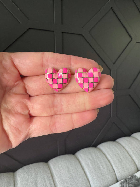 Checkmate Earrings: Pink
