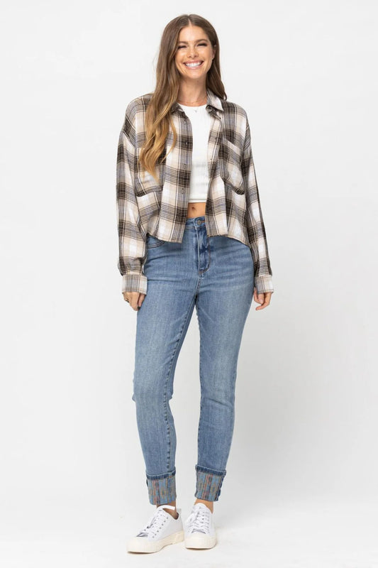 Judy Blue Aztec Cuff Relaxed Fit Jeans