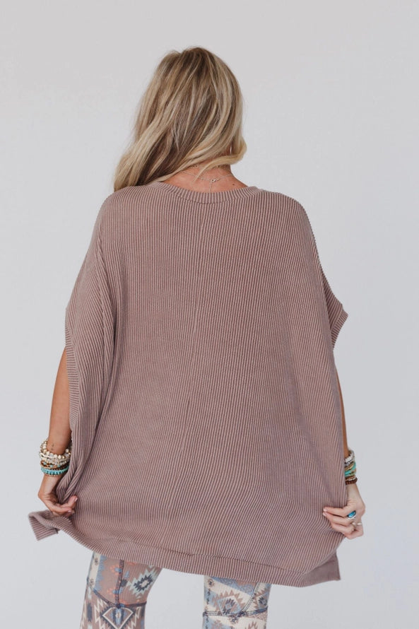 Moon Glow Texture Knit Top- Acorn