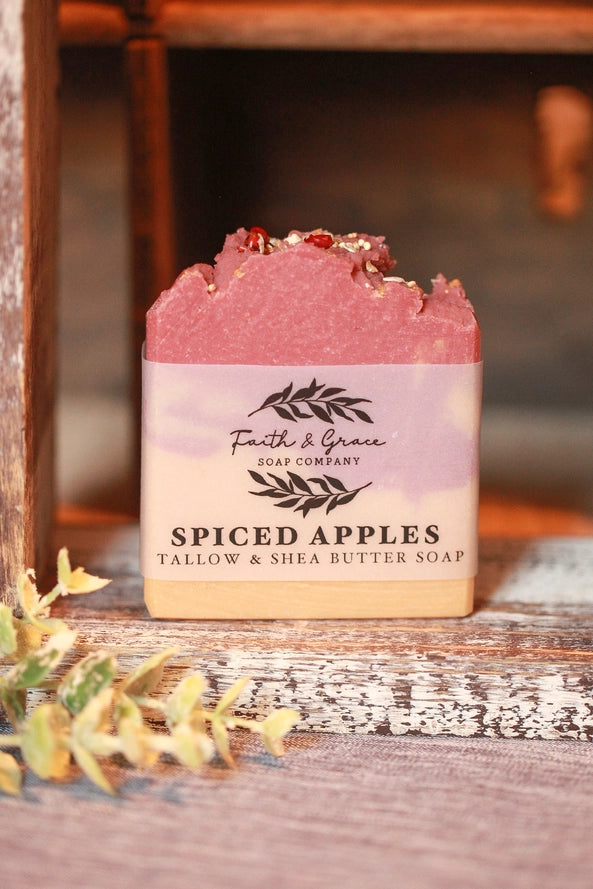 Spiced Apples Artisan Bar Soap, Luxury Tallow Soap