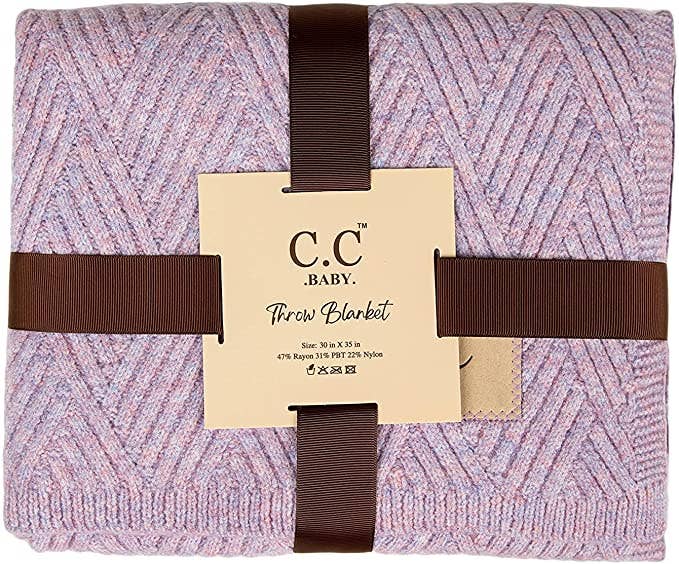 Baby Throw Blanket - Diagonal Basketweave (Lavender)