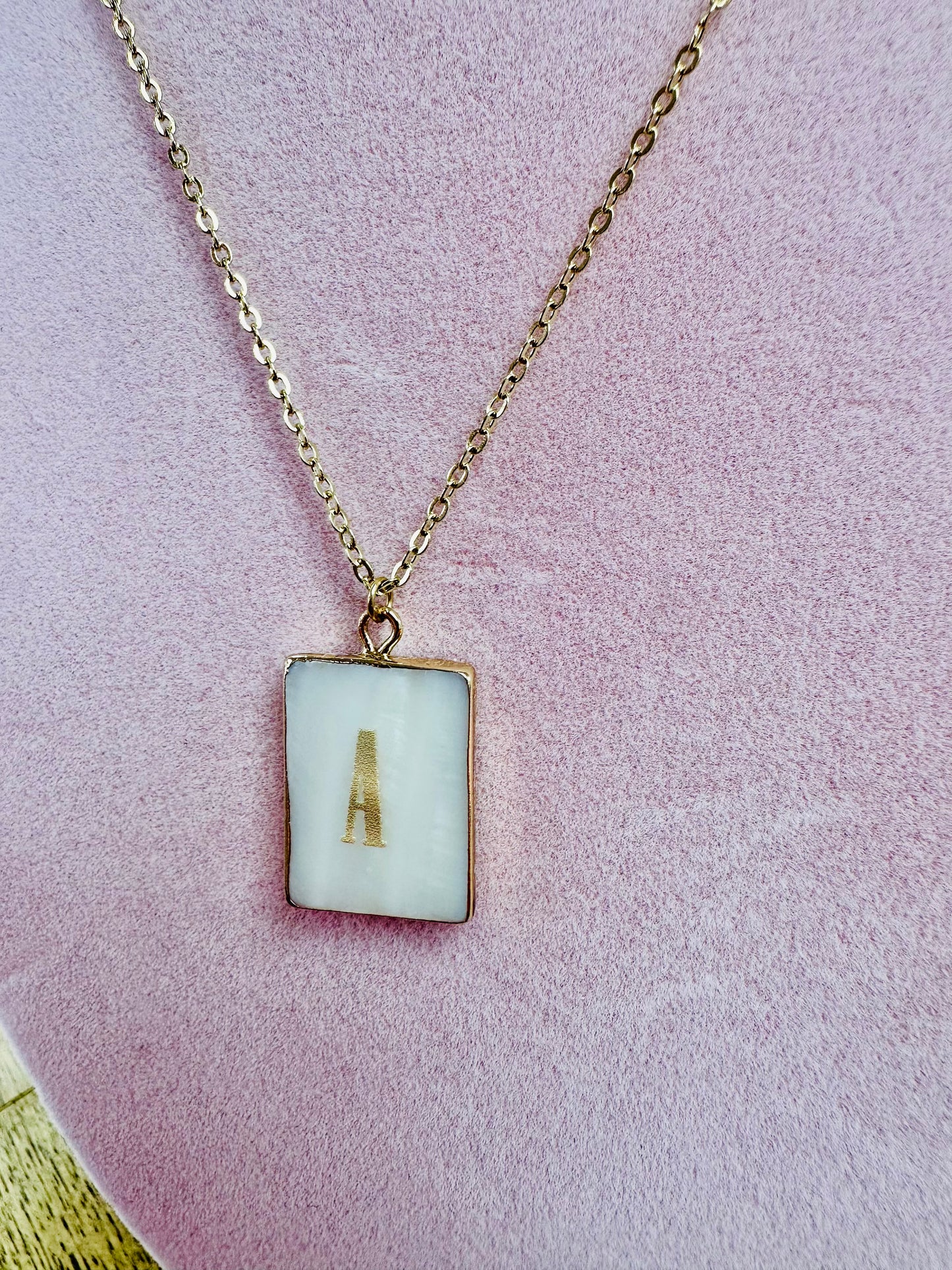 Mother of Pearl Initial Necklace