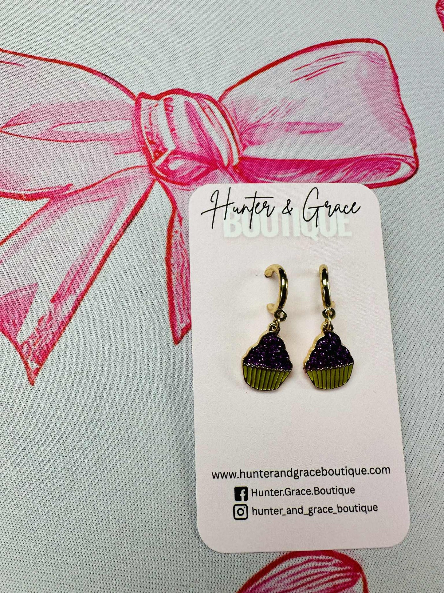 Purple Glitter Cupcakes Dangles