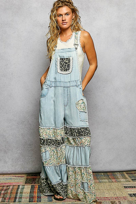 Wildflower Patchwork Denim Overalls