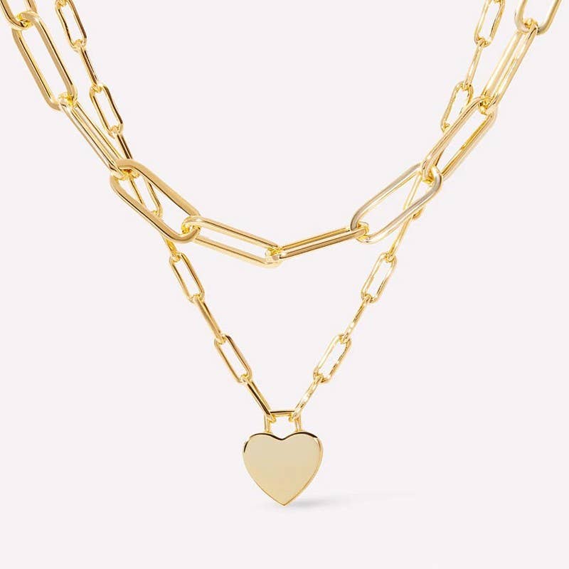 Multi-Layer Heart Charm Necklace