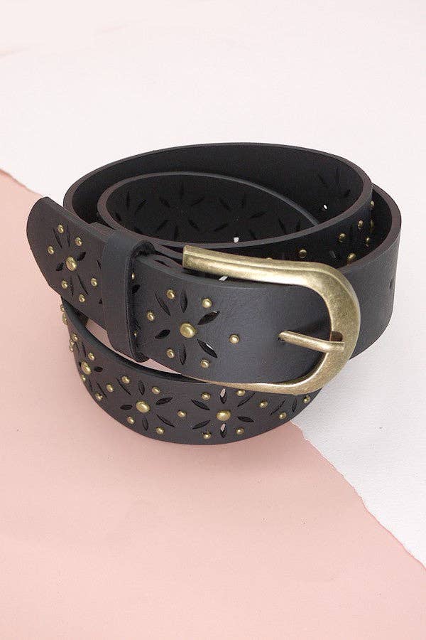 Flower Cutout Belt- Black