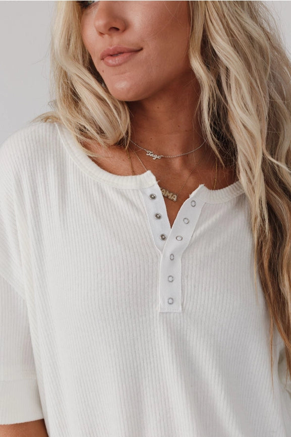 Leila Ribbed Henley Top