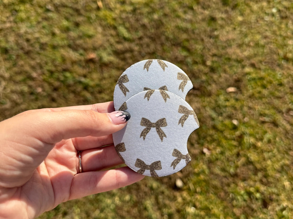 Cheetah Bow Car Coaster Set