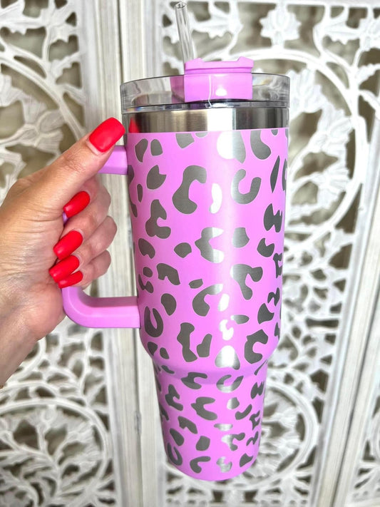 Leopard Tumbler with Handle (7 Color Options)