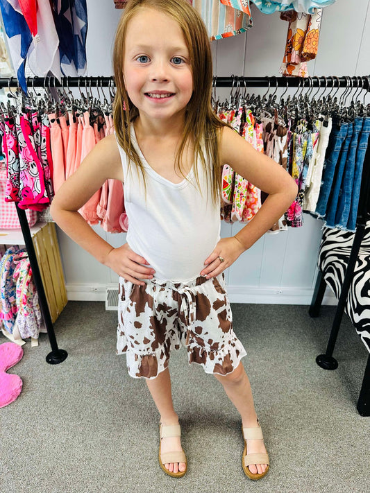 Kids MOO- Cow Print Shorts