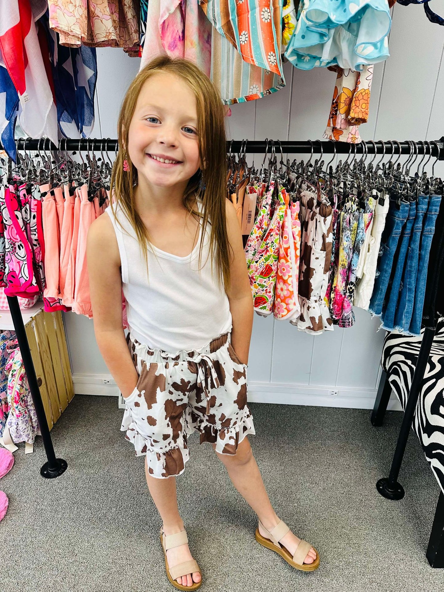 Kids MOO- Cow Print Shorts