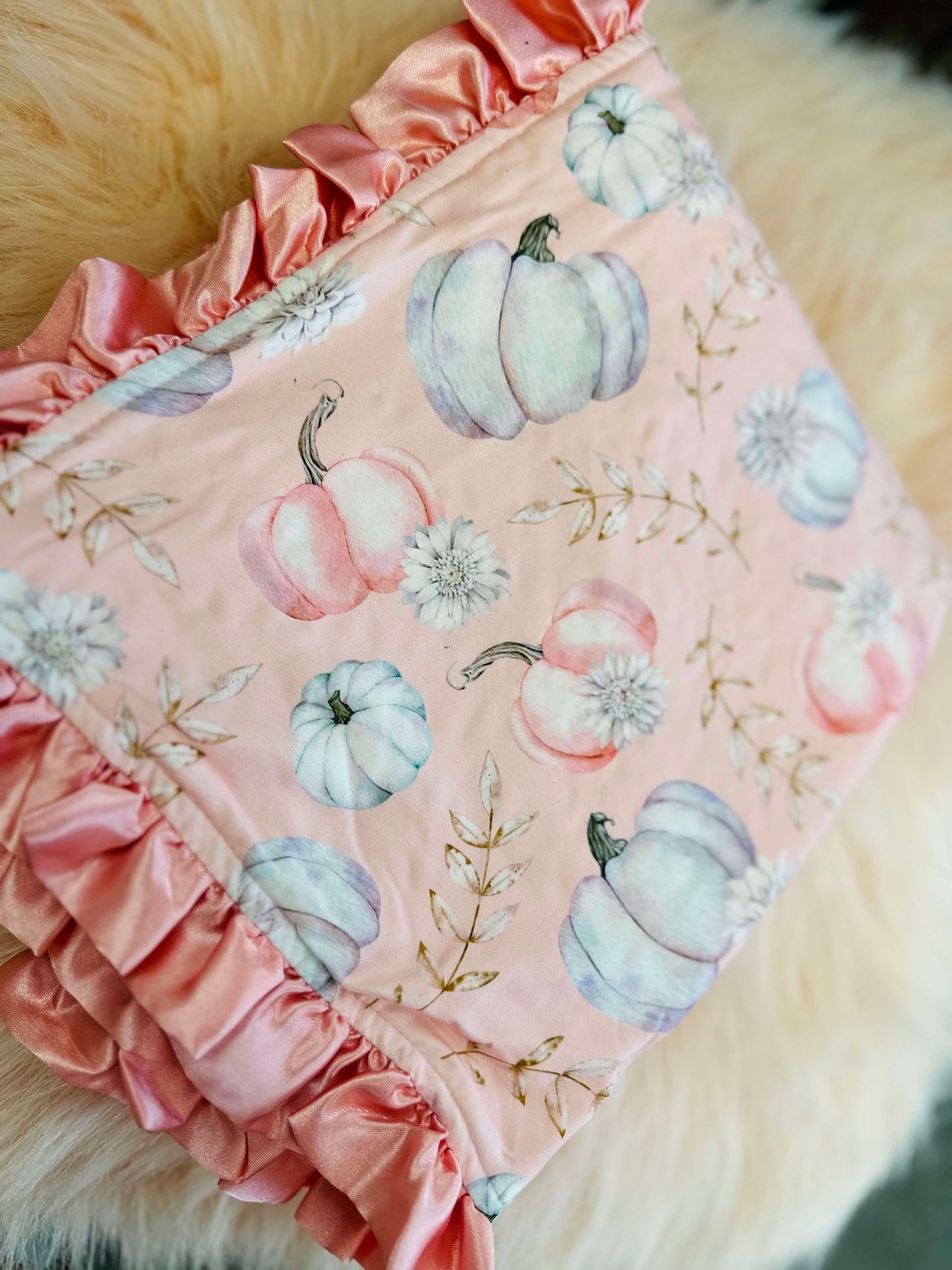 Pink Pumpkin Ruffle Blanket