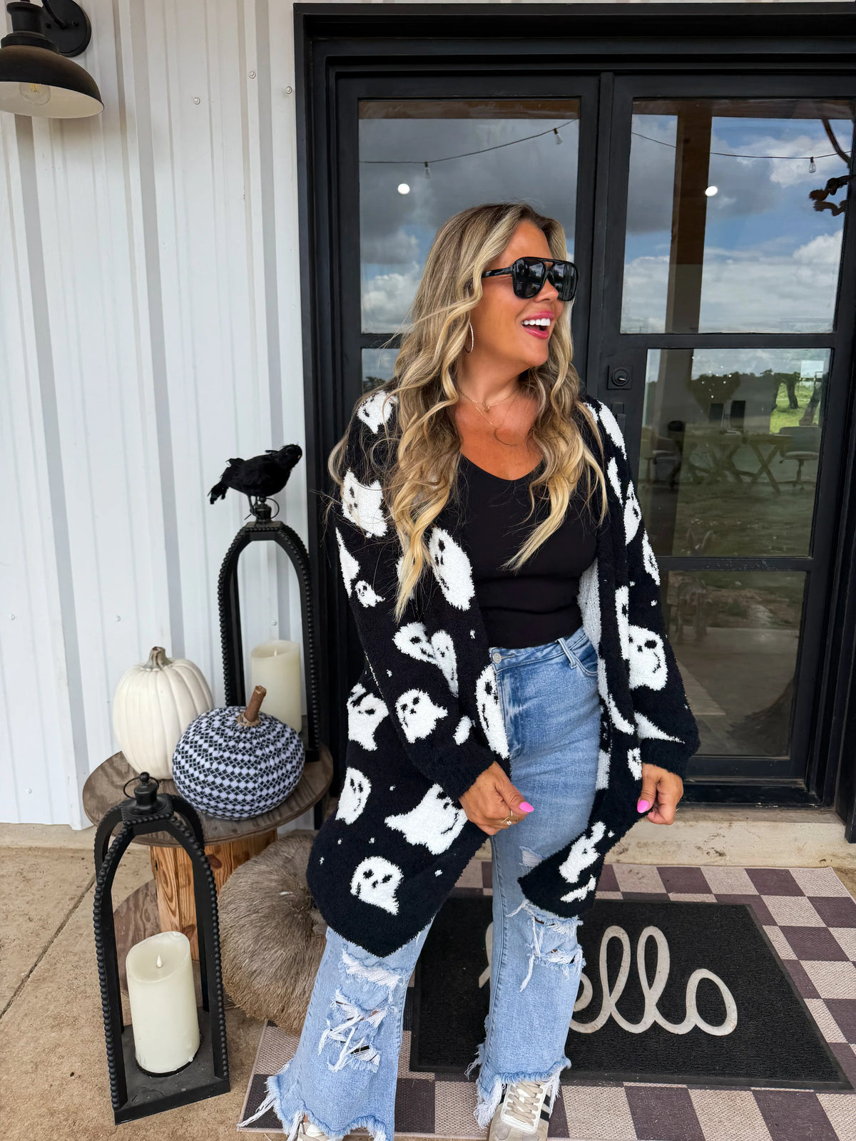 Boo Crew- GHOST with dots Cardigan
