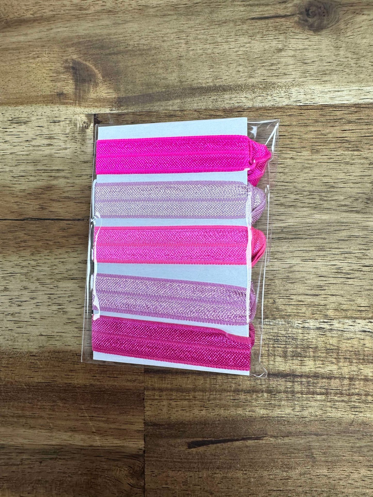 5 Pink Plain Hair Ties