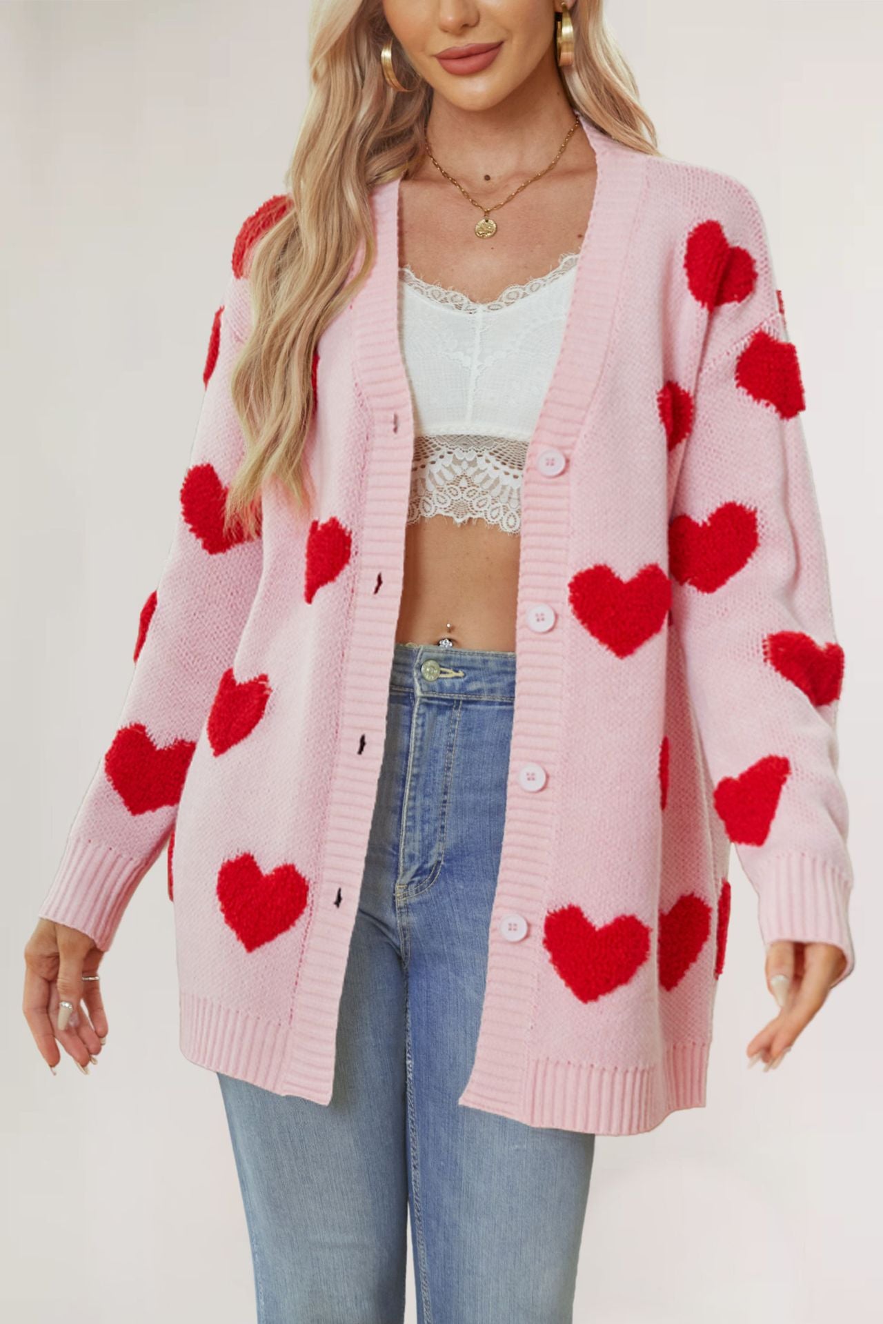 The Candi Button Heart Cardi  *PRE-ORDER*