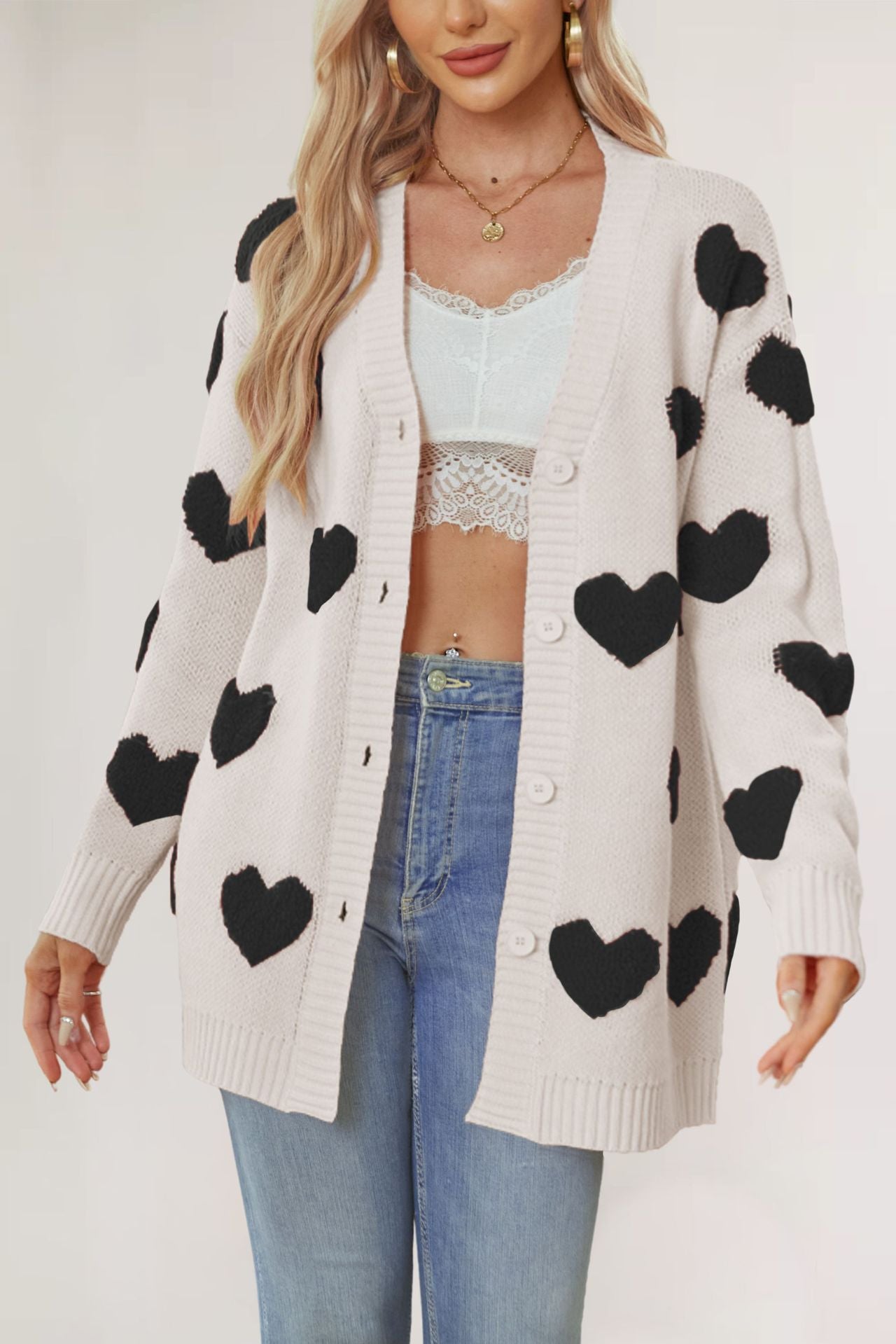 The Candi Button Heart Cardi  *PRE-ORDER*