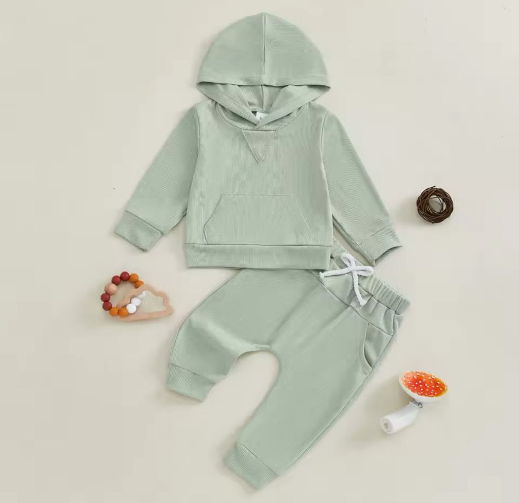 Ribbed Hooded Pullover and Pant Set *PRE-ORDER*