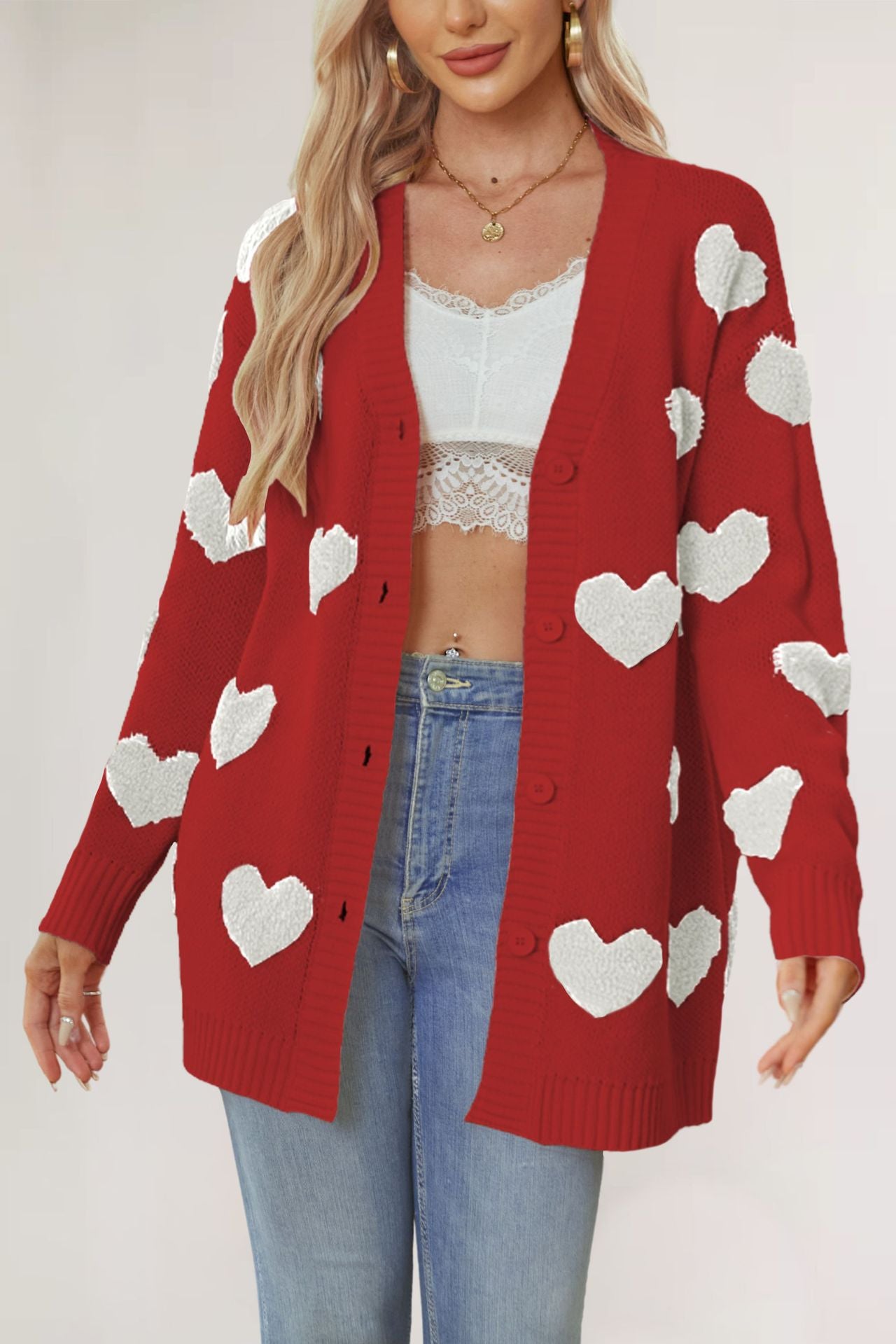 The Candi Button Heart Cardi  *PRE-ORDER*