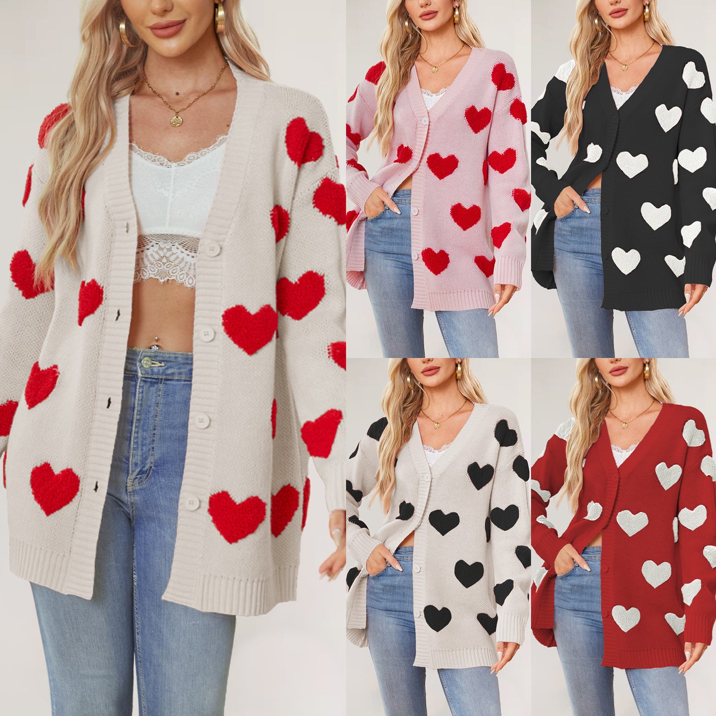 The Candi Button Heart Cardi  *PRE-ORDER*