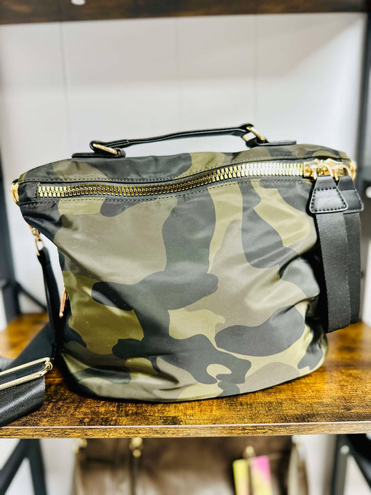 The Cara Camo Saddle Bag