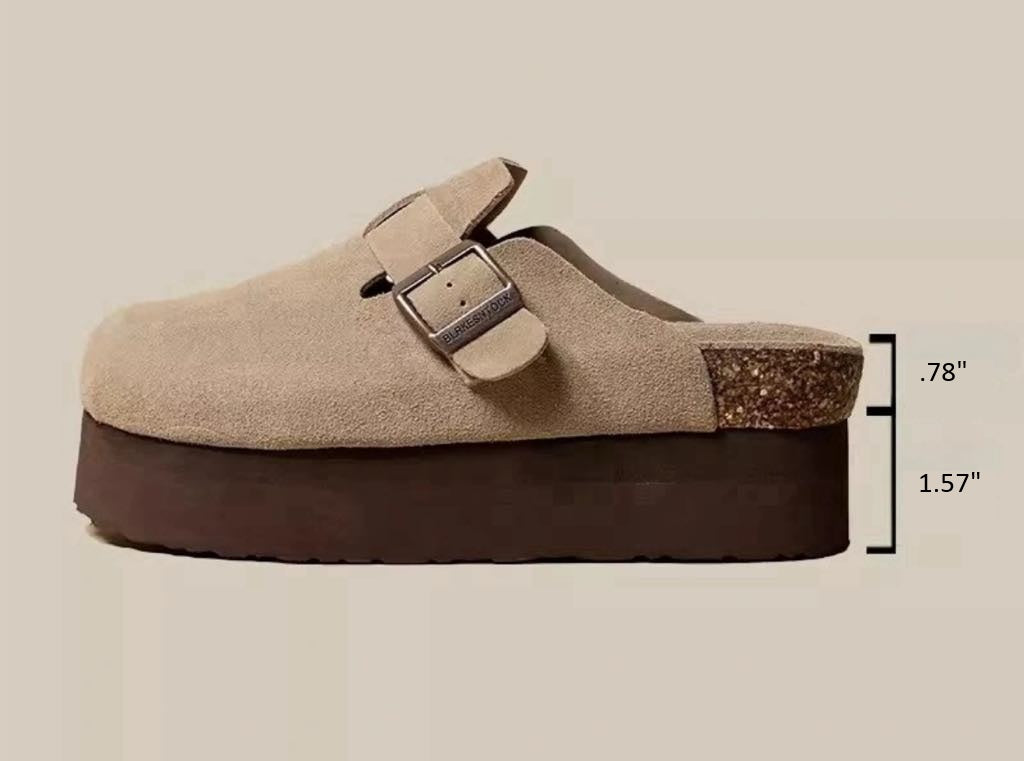 The Adaline Platform Suede Buckle Clogs *PRE-ORDER*