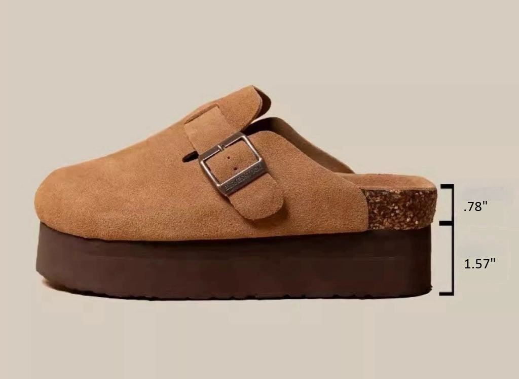 The Adaline Platform Suede Buckle Clogs *PRE-ORDER*