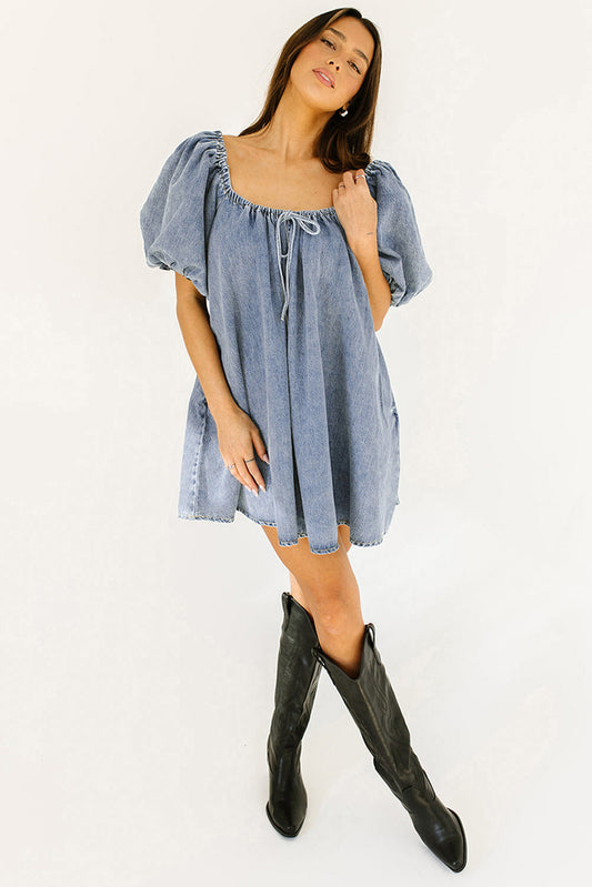 The Emerson Denim Balloon Sleeve Dress *PRE-ORDER*