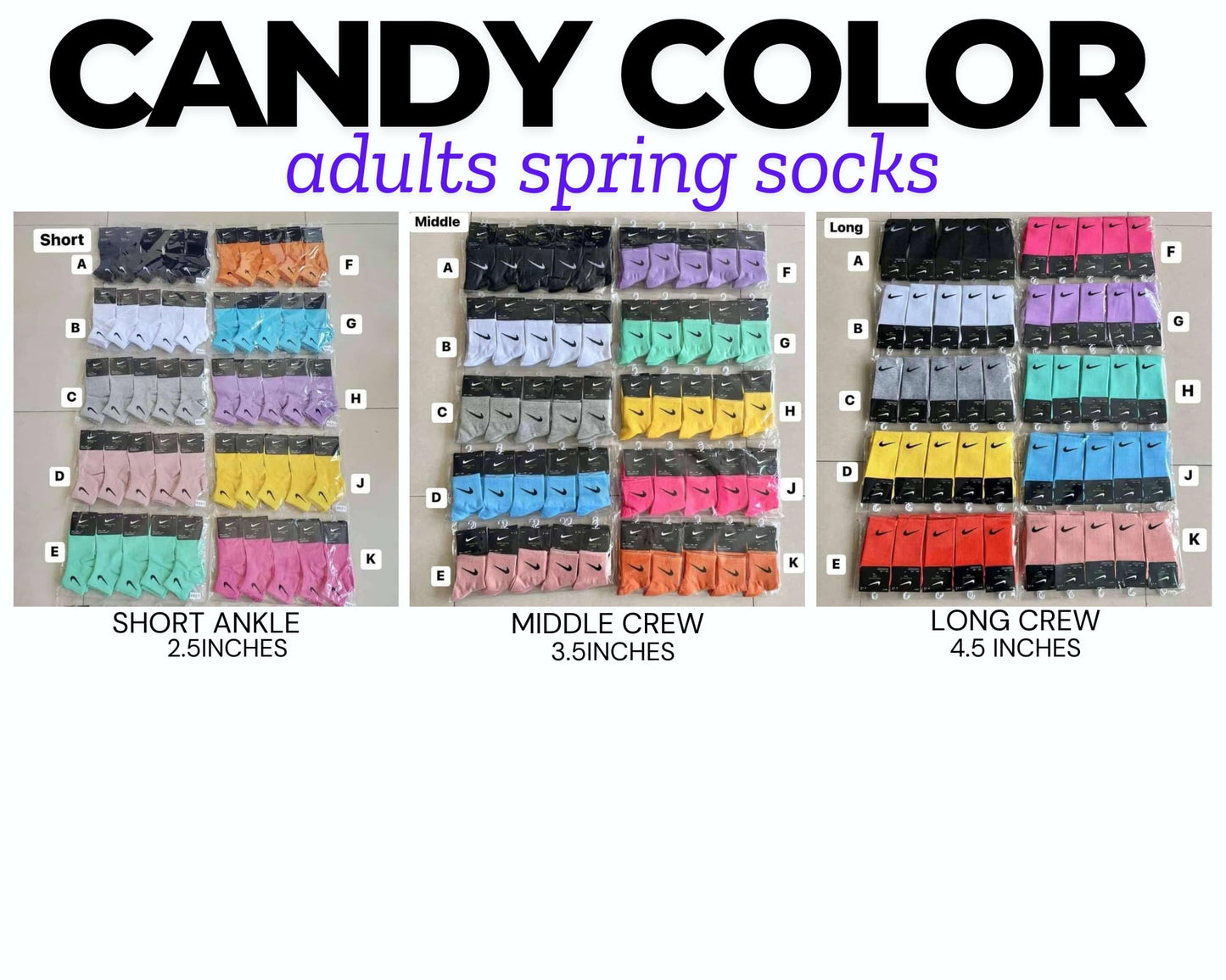 Candy Color Adult Spring Socks *PRE-ORDER*