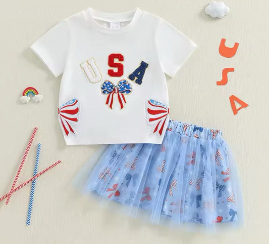 USA Patch Tee and Tulle Skirt Set *PRE-ORDER*