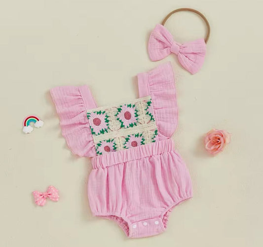 The Abigail Crochet & Ruffle Romper *PRE-ORDER*