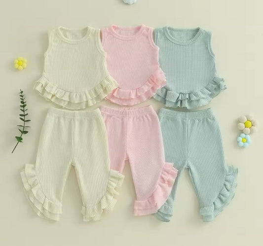 The Randi Waffle and Ruffle Tank & Pant Set *PRE-ORDER*