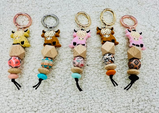 Highland Cow Zipper Pull Keychains